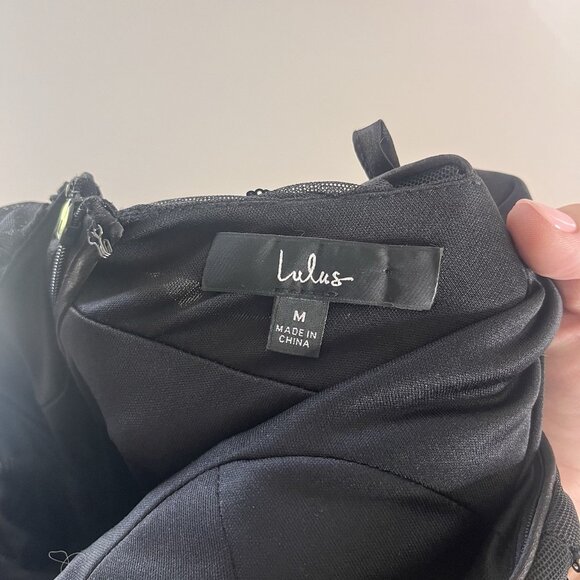 Lulu's Size Medium Definite Glamour Black Tiered Ruffle Sequin Maxi Dress - Picture 6 of 6